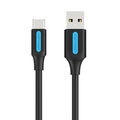 Vention USB-A - USB-C adat,- és töltőkábel 0,25m fekete (COKBC) (COKBC)